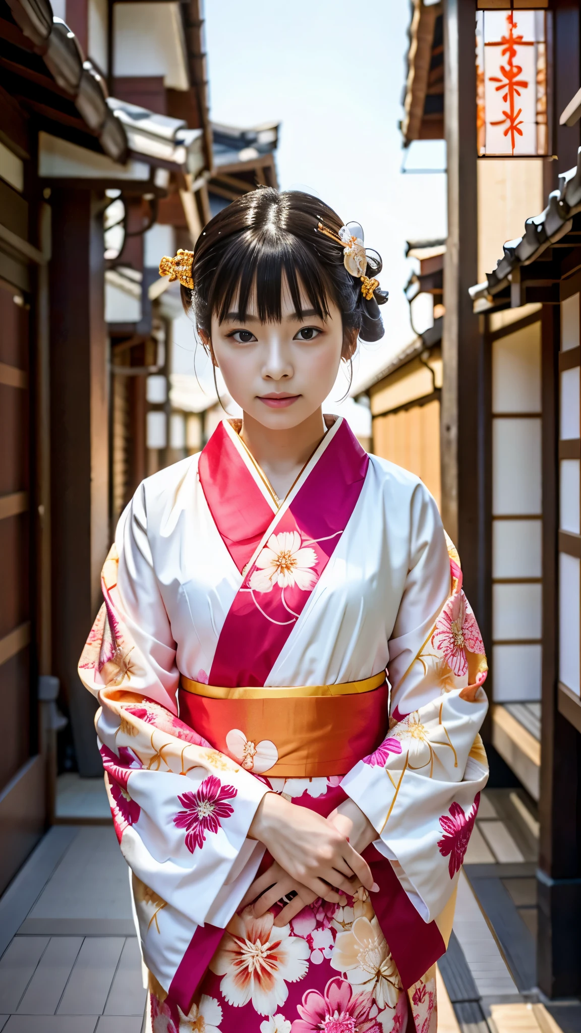 real、8k、arafed asian girl in kimono, in kimono, Japan teens, like々しいjapanese girlの, traditional japanese, in kimono, japanese girl、Gorgeous bare skin、Kuroko around the eyes、close up of face:1.2、 wearing a kimono, japanese kimono, Japanese style, wearing a kimono, wearing royal kimono, japanese woman, shikamimi, 美しいjapanese girlの顔