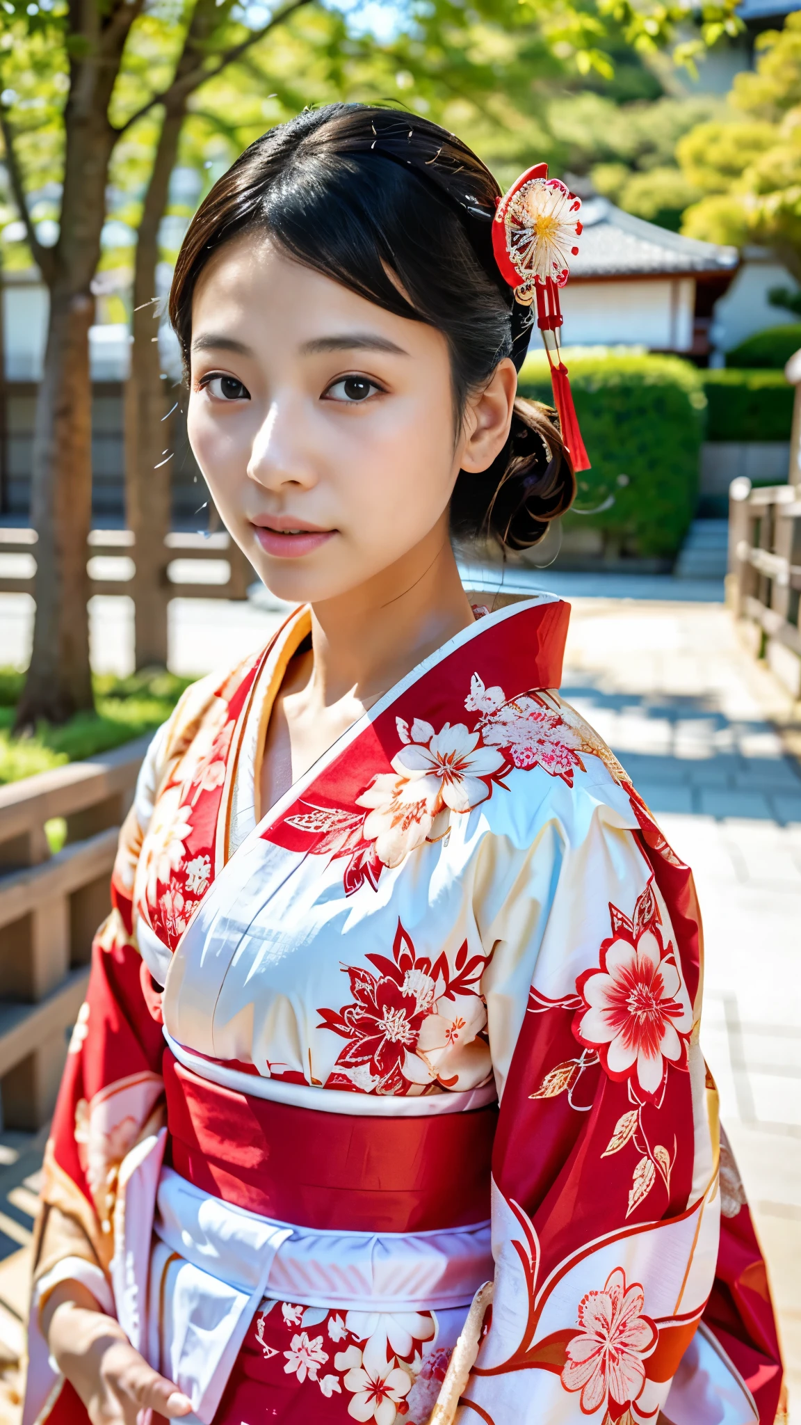 real、8k、arafed asian girl in kimono, in kimono, Japan teens, like々しいjapanese girlの, traditional japanese, in kimono, japanese girl、Gorgeous bare skin、Kuroko around the eyes、close up of face:1.2、 wearing a kimono, japanese kimono, Japanese style, wearing a kimono, wearing royal kimono, japanese woman, shikamimi, 美しいjapanese girlの顔