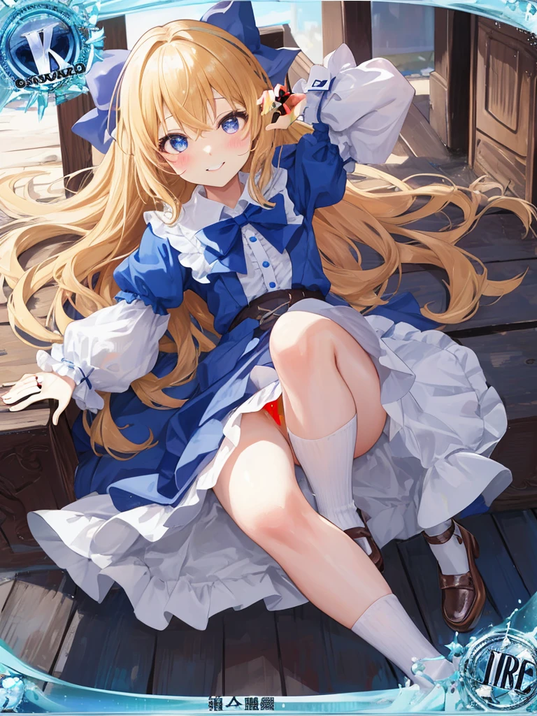 photo-realistic, (masterpiece,highest quality:1.4),(8K,RAW photo,photo-realistic:1.2), fine skin, detailed face,1 girl,japanese idol,cute face, girl, Not safe for work, (RAW photo, photo-realistic: 1.2), 1 girl, hair length,NSFW,(((NO Panties))),(((pussy))) blue eyes, blonde hair, light smile, ((shiny wavy hair)), crown, jumping, Pose seen from below, dress, bow, (clock, wonderland), ゴシックなdress, hair band, movement, looking at the viewer, short sleeve, bow hair, blue hair band, laughter, blush, put your hand on your face , ブルーdress, Alice (Alice in Wonderland), hair between eyes, 白いfrillsのレッグウェア, ((bowを青くする)), throne, puffy sleeves, Put your hand on your cheek, bangs, エプロンdress, short sleeve, ((青いbowのリボン)), long hair, (mini crown), legs protrude from the frame, frills, white ゴシックなdress,: q, masterpiece, highest quality, (worn skirt, twat, camel toe)), Not safe for work, girl, , 14, 編み込みbangs,beautiful regs,
