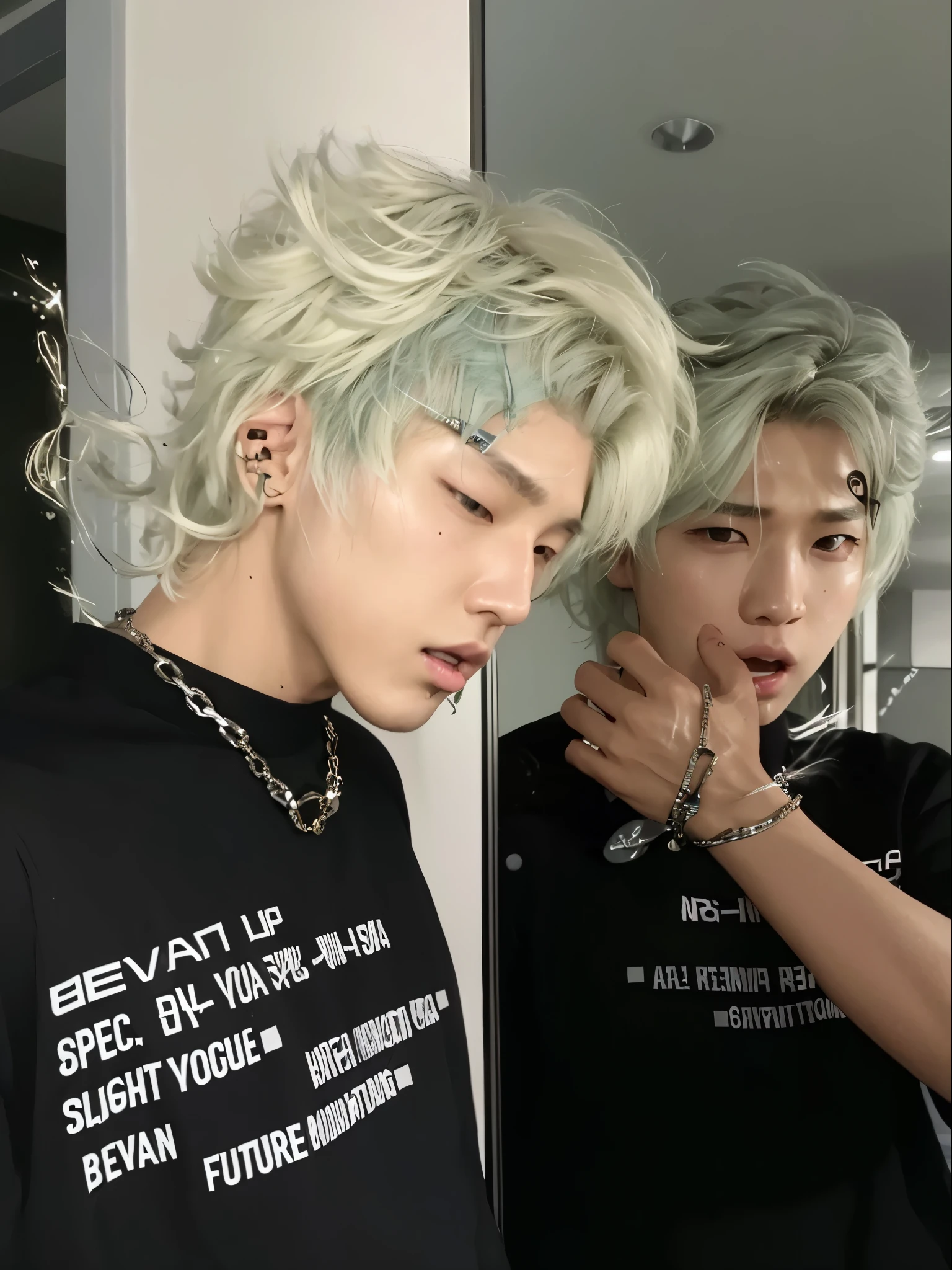 Hyunjun hur actor y idol de kpop mas realismo en el cabello y ropa, cara malvada, molesta, upset expression