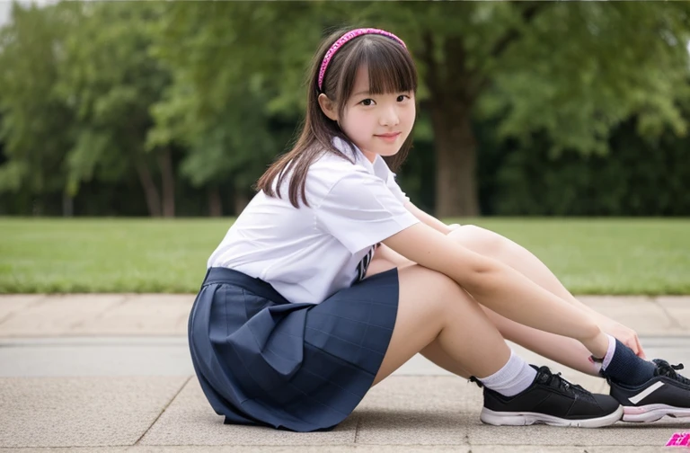 high school girl　２Person　Fair skin　small face　beautiful feet　Milk cleavage　cute　uniform