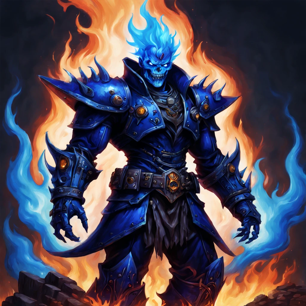 Bluish Flame Liberator Percival in nightmare fuel art style