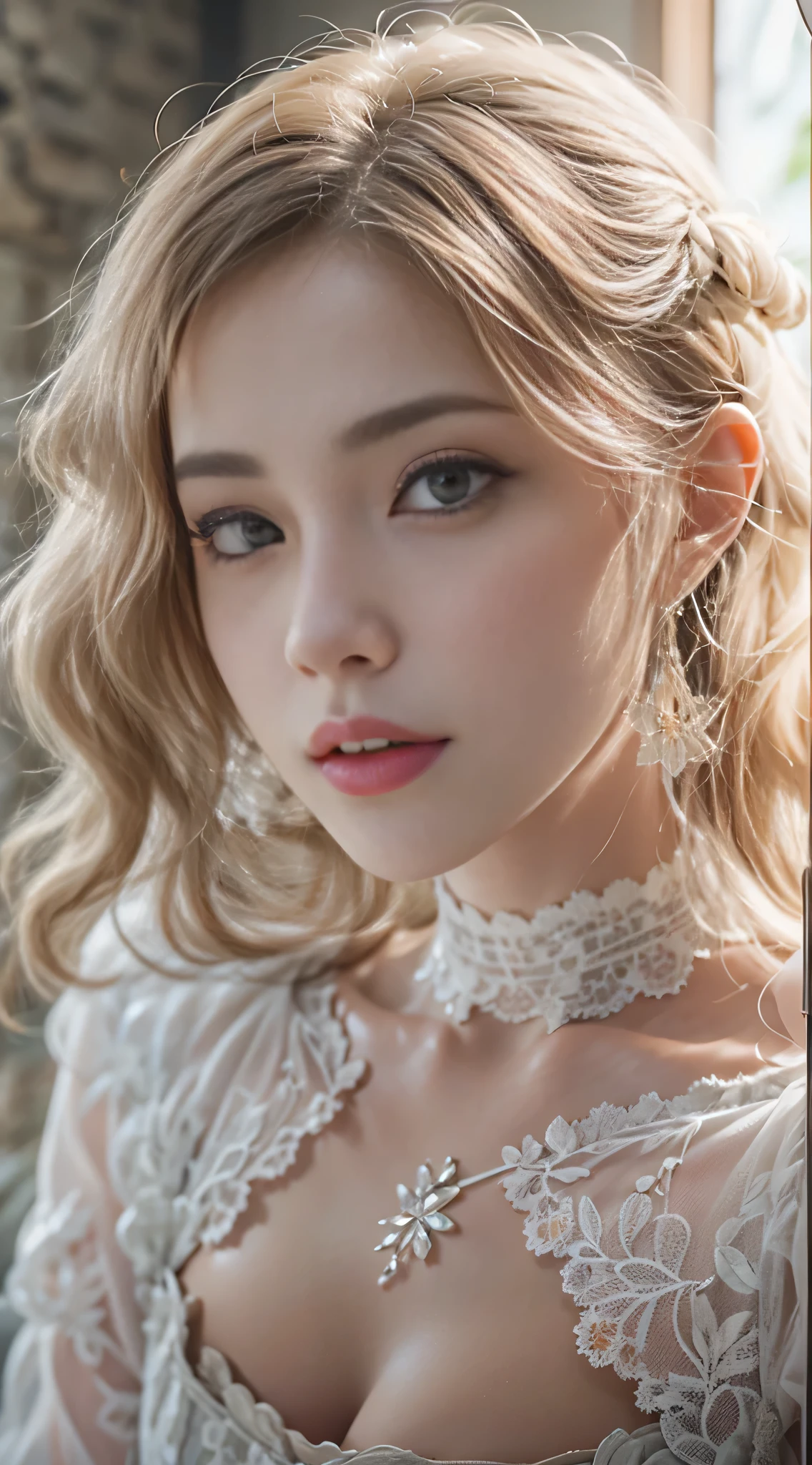 (8K, RAW photos, best qualtiy, tmasterpiece:1.2),(realisticlying, photograph realistic:1.4)
Lolita costume,Lace, Aerith Gainsborough, The upper part of the body, undergarments,exposed bare shoulders, do lado de fora, Old castle, high high quality, Adobe Lightroom, highdetailskin, looking at viewert,