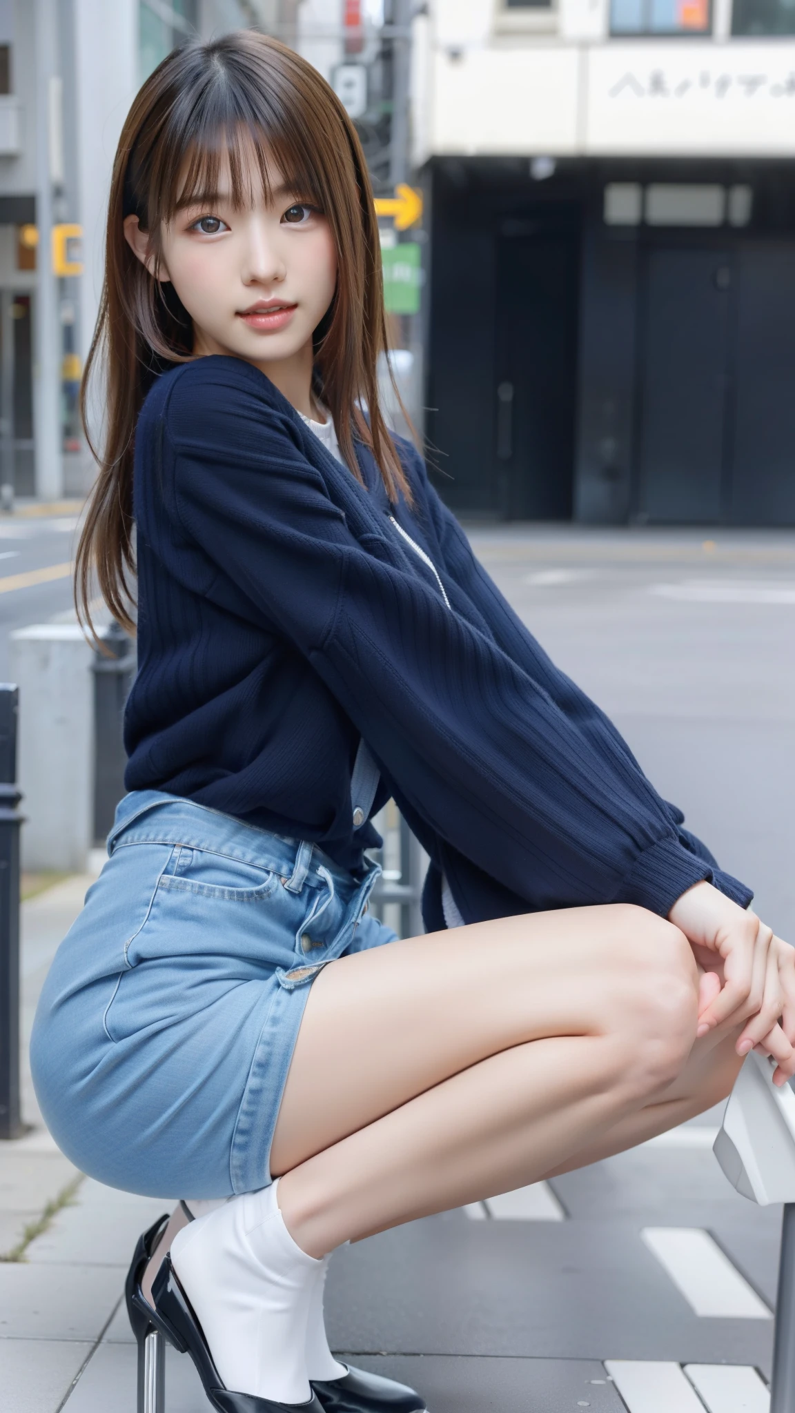 Young Korean woman's face , people々is looking at me), Front view, 4K, photographrealistic, realism, Clarity of details, Ultra HD, photograph,まるで宣材photograph,