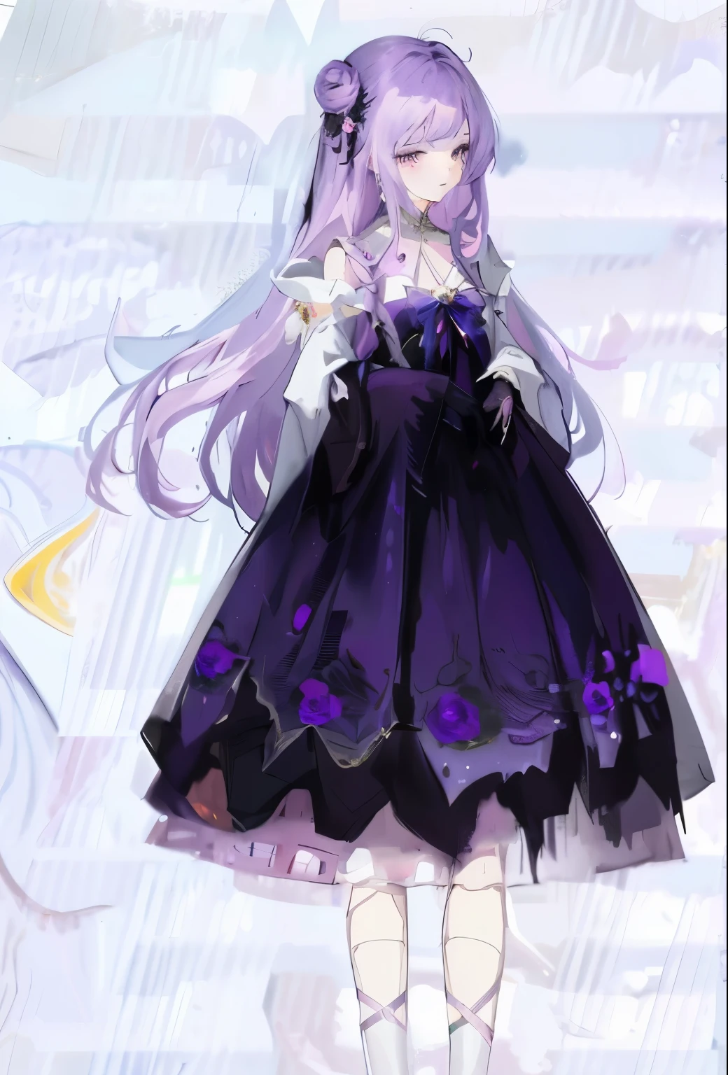 Anime girl in skirt with purple rose on her head, my dress up darling anime, Cute anime waifu wearing beautiful clothes, Moon themed clothing, Astral Witch Clothes, fantasy dress, Dress up in dreamy formal attire, wearing clothes, magic dress, fantasy costumes, ((wearing noble robes)), I will deny this, Anime girl wearing black dress