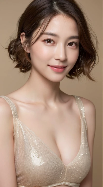 ((highest quality, 8K, masterpiece: 1.3)), 1 girl, The beauty of slim abs: 1.3, (casual hairstyle, big breasts: 1.2), dress: 1.1, super fine face, delicate eyes, double eyelid, smile