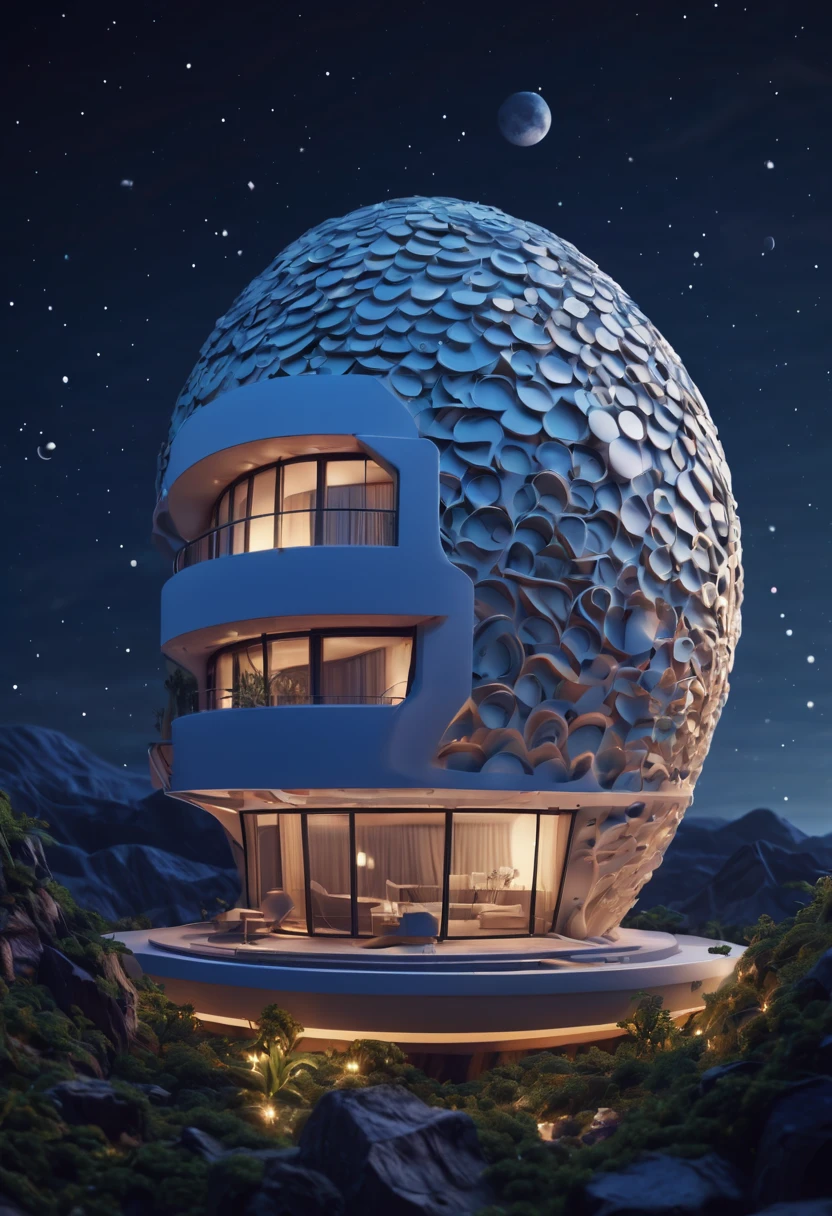 (best quality,4k,8k,highres,masterpiece:1.2),ultra-detailed, A capsuled modern hi-fi hotel-resort in the moon, zentangle, origami, cinematic, 3d crunch, by my self...lol