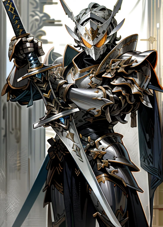 Knights of the West，Silver armor，plain silver one handed sword，Divine brilliance，cleanse，cross，warrior of gods，Mecha，Kamen Rider，Armor Warriors