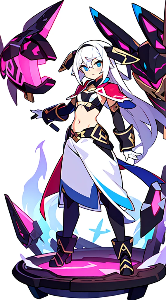 midriff, (((white background))), standing, fantasy clothes, shrug/clothes/, elbow gloves,