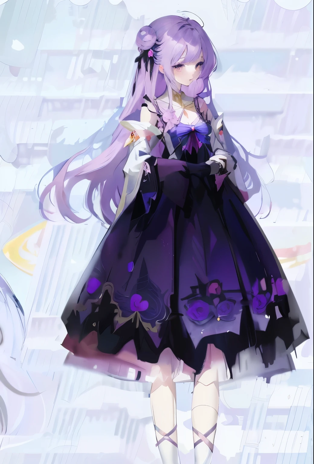 Anime girl in skirt with purple rose on her head, my dress up darling anime, Cute anime waifu wearing beautiful clothes, Moon themed clothing, Astral Witch Clothes, fantasy dress, Dress up in dreamy formal attire, wearing clothes, magic dress, fantasy costumes, ((wearing noble robes)), I will deny this, Anime girl wearing black dress