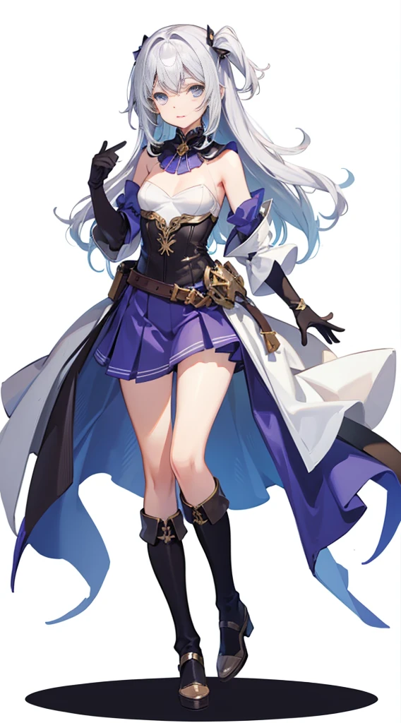 bustier, (((white background))), standing, fantasy clothes,  elbow gloves, full body,