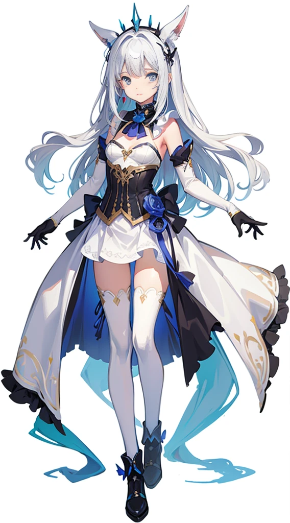 bustier, (((white background))), standing, fantasy clothes,  elbow gloves, full body,