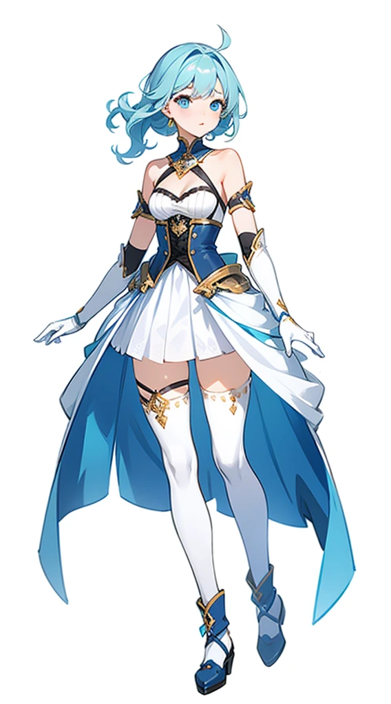 bustier, (((white background))), standing, fantasy clothes, elbow gloves, full body,