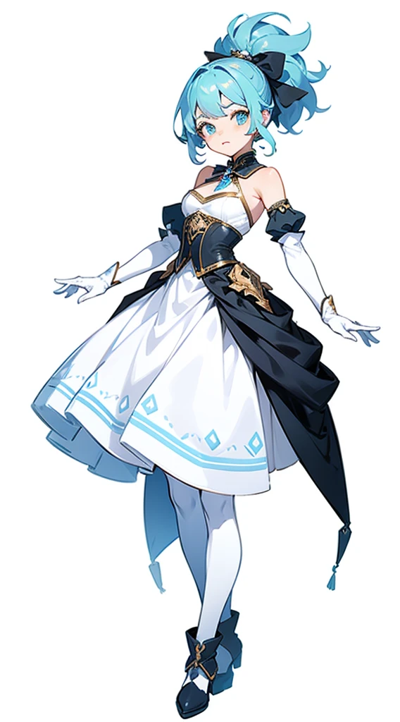 bustier, (((white background))), standing, fantasy clothes,  elbow gloves, full body,