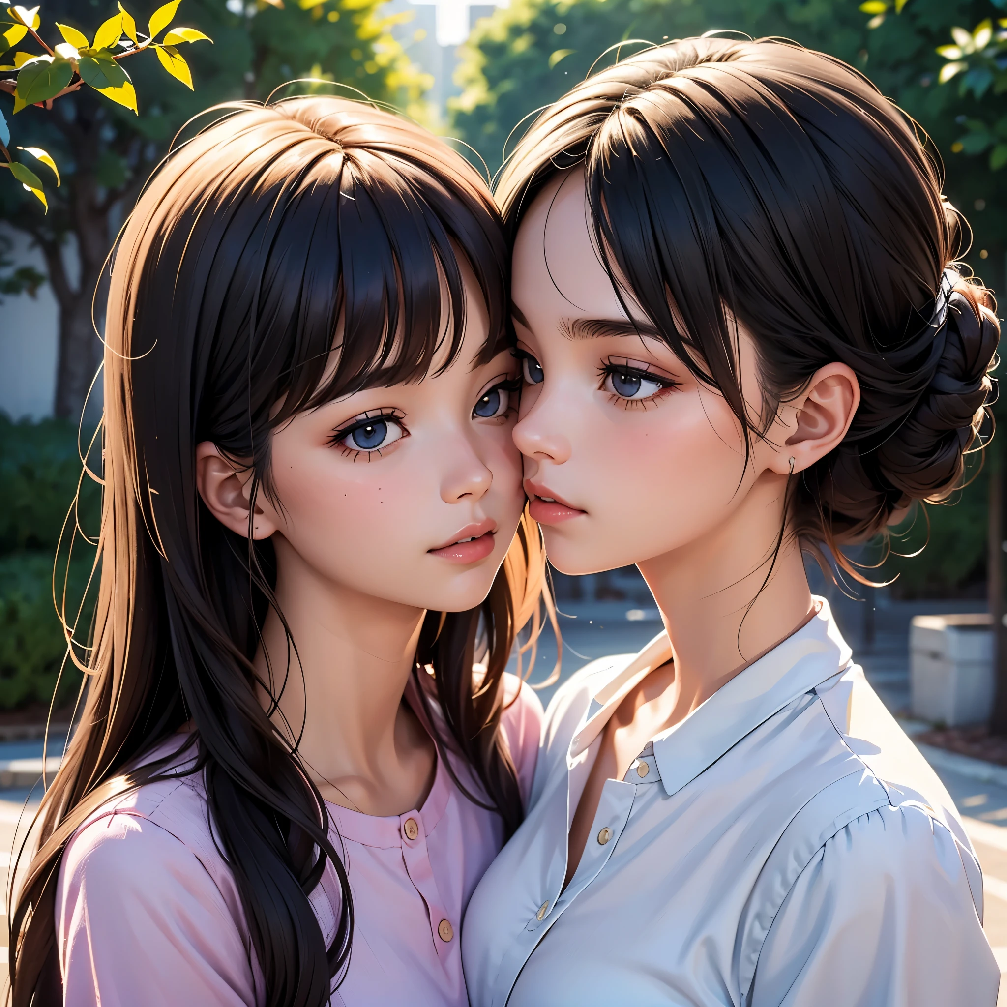 high quality, 2girl, kiss each other deeply