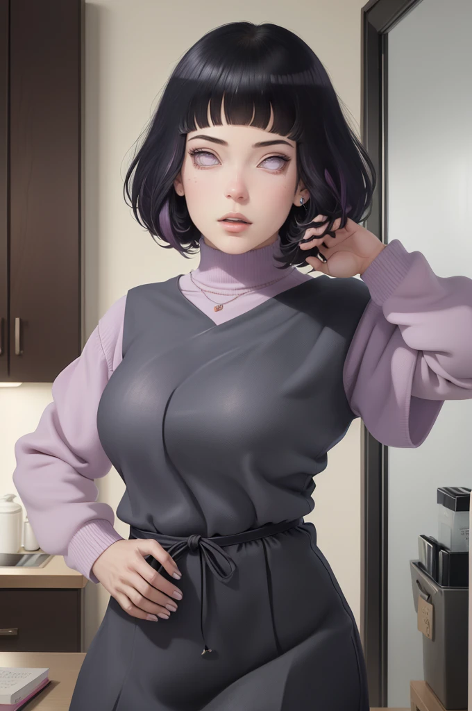 { - anatomy error} (Masterpiece - Ultra-detailed, very high resolution) , absurdos, Hinata\(Boruto\), 1girl, sozinho,Mature female, Capuz roxo,mangas em camadas, jeans, ao ar livre, Cloudy sky, perfect composition, circunstanciado lips, peito grande, beautiful face, body propotion, corar, (pink lips), cabelos pretos curto (black hair), lilac eyes, olhar suave, super realistic, circunstanciado, rosto e corpo realistas, Realistic hair, olhos realistas, nariz realista, realistic lips, anime, reading, writing, dynamic poses, closed mouth. Different Pose.
