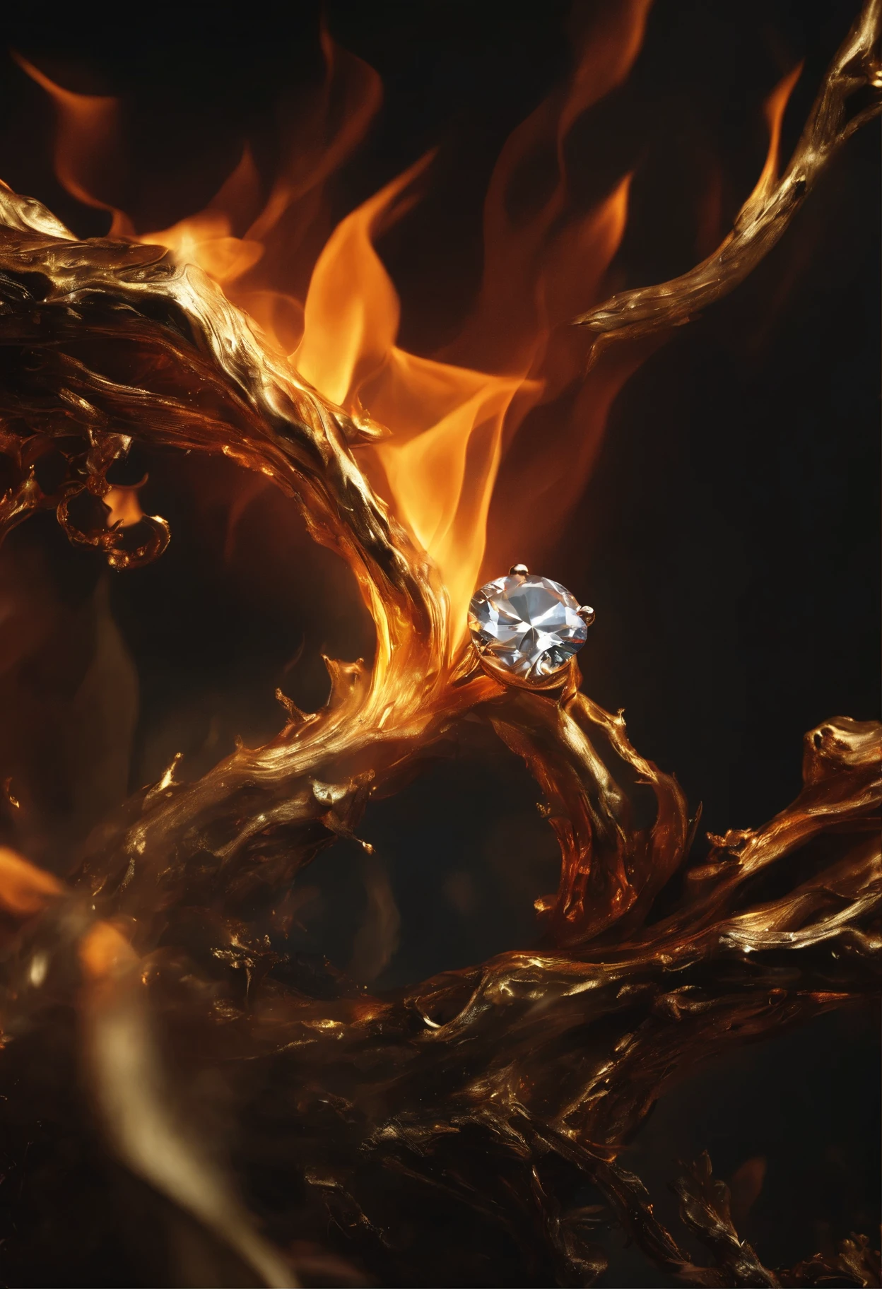 tear, branches, diamond, rhythm, pulse, fire, gold