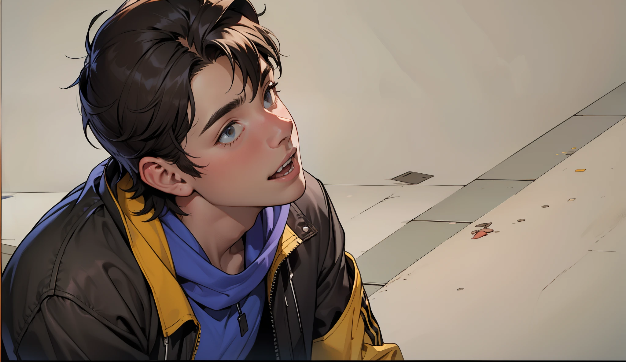 beautiful boy is making fun of someone he is making fun of someone