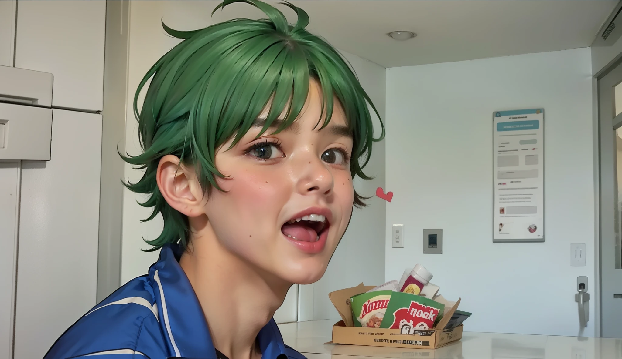 beautiful boy is making fun of someone he is making fun of someone