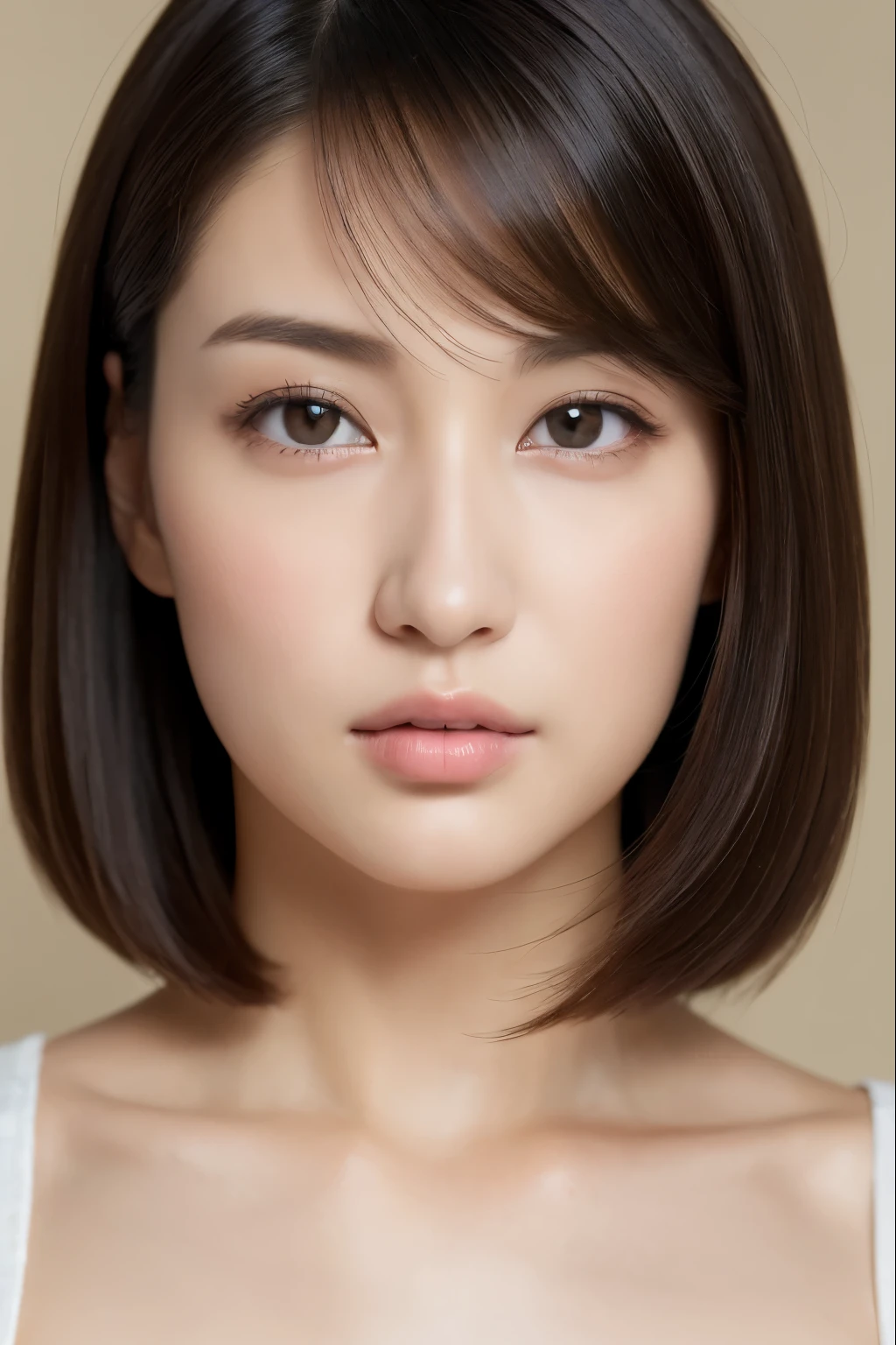 (masuter piece:1.3)、(8K、Photorealsitic、Raw photography、top-quality: 1.4)、(1girl in)、very beautiful face、very beautiful face、very beautiful face、(Very realistic face)、(A dark-haired、short-hair:1.3)、Very beautiful hairstyle、Very realistic eyes、Very beautiful details、(Very realistic skin)、Very beautiful skin、(Underwear)、absurderes、Very attractive、超A high resolution、A hyper-realistic、high-detail、the golden ratio、the golden ratio、the golden ratio、Beauty、Beauty、Beauty。