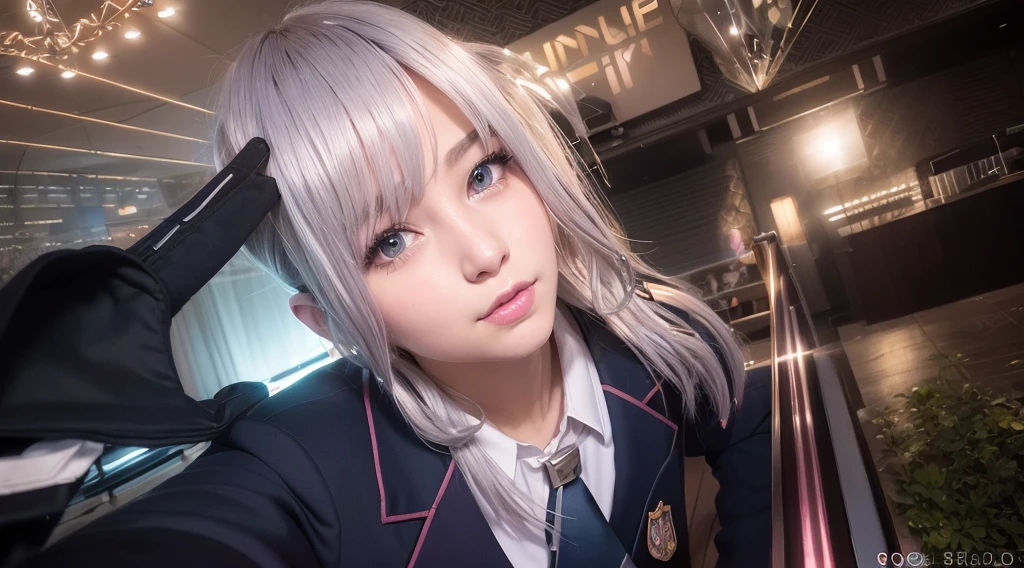 Ulchan-6500-v1.1,(RAW photo:1.2),((realistic:1.4)),highest quality ,masterpiece, figure, very delicate and beautiful, very detailed ,cg ,unity ,8k wallpaper, wonderful, finely, official art,very detailed cg unity 8k wallpaper,disorganized, incredibly disorganized, huge file size, super detailed, High resolution, beautiful detailed girl, very detailed eyes and face, beautiful and fine eyes,light shines on your face,cinematic lighting,((side roll hair)),1 girl,whole body,whole bodyショット,looking at the viewer,((silver pink hair)), red eyes,((bliss)), The most detailed background,( ((Navy blue blazer uniform))), (smile), twin tails, ((Professional Wrestling Venues)),
