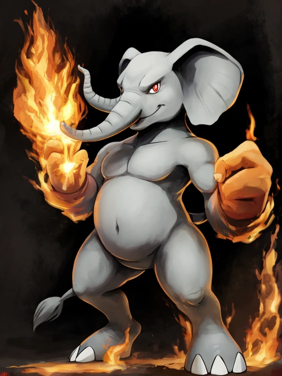 Create an elephant with fire powers based on the Pokémon Anime.