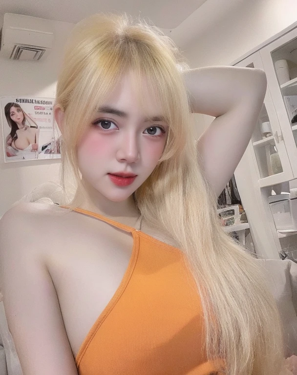 (realistic、masterpiece、Best Quality、8K、highres、high resolution:1.3)、1 girl、Big breasts、black bikini、looking at viewers、super fine face and eyes、long hair、 in bedroom、sit on the bed、exposed cleavage、upper body、