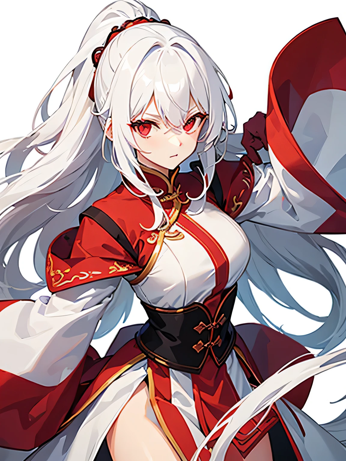 Mature woman, fierce expression, looking squarely at the camera, red heart-shaped pupils, breasts, big breasts, white hair, elegant and noble, highest quality, saliva, saliva, kissing, tongue, buttocks