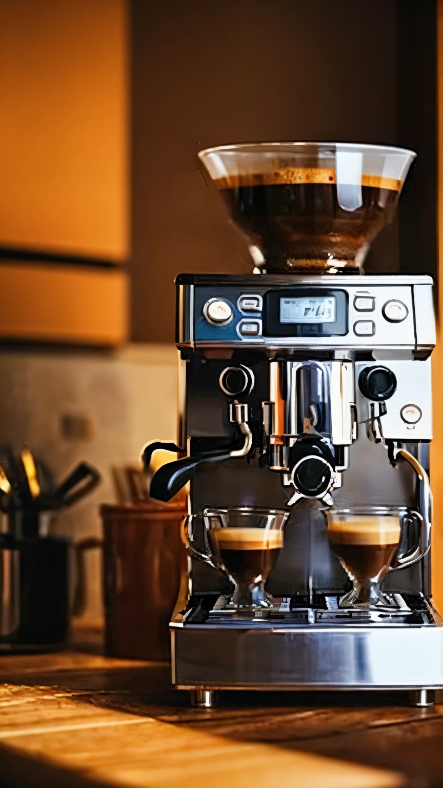 Espresso machine, hissing, aesthetic