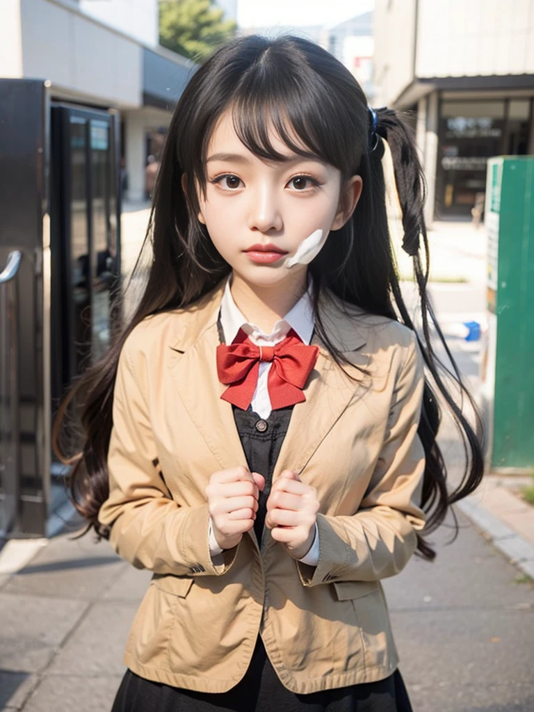 korean girl, long black hair and a white shirt, close up of a young girl, extremely cute anime girl, pretty. heavy eyes to the side, detailed soft face, beautiful,