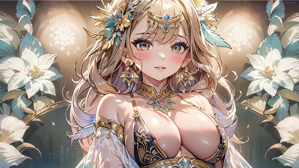 過去最高のmasterpiece、beautiful美しさ, 3D two-dimensional, rich, blonde, skirt, stockings, high heels, star、(Highly detailed CG Unity 8K wallpaper),(masterpiece), (最高quality), (超be familiar with), (best work),(best shadow), (sharp eyeliner, eye shadow, fine eye:1.1), (超High resolution,realistic,最高quality,realistic),(8K,RAW photo,最高quality,star),mature woman、sensual curves、huge breasts、thighs、bubble、お尻のmasterpiece, 最高quality, 超be familiar with, full body shot, mature woman, beautiful mature woman, nightgown and underwear, enchanting smile, thick lips, Chubby lips, blush, looking at the viewer, provocative expression, beautifulhair型, cleavage, Plump、curvy hips、attractive face、sexy lingerie、an inviting gaze、Expression of emotions、Lewd underwear、(((erotic see-through lingerie set)))、Standing position、gorgeous accessories 、big breastsの女性, bare shoulders, 金色のhair, colored feather, metal ornaments, colored flowers, particle, light, (masterpiece, 最高quality, 最高quality, official art, beautiful and aesthetic:1.2), (1 girl:1.5), 非常にbe familiar with,(fractal art:1.1),(colorful:1.1)、(flowers:1.3),most detailed,(zentangle:1.2), (dynamic pose), (abstract background:1.3), (shiny skin), (lots of colors :1.4), ,(earrings:1.4), (feather:1.4),masterpiece, 最高quality, 超be familiar with, 30~40 years, full body shot, beautiful 、さまざまなhair型，gold headband，plump breasts，beautiful，greek clothing，Tulle covers the breasts，perfectly proportioned, detailed clothing details,marble，god statue，cinematic lighting, film grain, 8K, masterpiece, 超be familiar with, high detail, 高quality, High resolution,(((NSFW:1.2)))、exposed chest、Openwork decoration，(((see through dress)))、(((解剖学的に正しいbody))) , 最高quality, 超be familiar with, (((Lewd underwear)))、raise your butt, from below, (((R-18)))、thighs, big breasts, Are standing, cowboy shot, blush, (((1 girl))), (masterpiece:1.3), (High resolution), (8K), (非常にbe familiar with), perfect face, Nice eye and face, (((最高quality))), (超be familiar with), detailed face and eye, (alone), beautifuleye,(((sexy pose)))、(((整ったbig breasts)))、((beautiful eye))、luxury、(((超High resolution)))、(((detailed description)))、(((ぽっちゃりbody型)))、(((解剖学的構造に一致したbodyの部位)))、beautiful長いまつ毛、バランスのとれたbody型,2 feet、Just the right size for your legs and arms、Fishnet tights、glamorous、(((Clear white and black eye)))、lipstick、Sparkling、(Undistorted face, eye, body)、jewelry、gem、(長くカールしたbeautifulまつ毛)、(((バランス良いbeautiful胸)))、(transparent, Exquisite skin:1.2)、(((完璧なglamorousボディー)))、actress face、Super beautiful、Cute smile、Healing beauty、Flower shower、完璧なeye、realistic depiction、Super sexy、glossy、Glamorous、double eyelids、Good dark makeup、makeup、ぼやけていないeye , expensive_quality, expensive_solve, masterpiece*I wore, whitespace, colorful, 1 girl, alone, white_hair, prism hair, [pink|green] eye, gradient eye, multicolored eye, shine eye, shine, Sparkling, shine white particles, Alone、one shot、adorable、Plump、Glossy and exquisite skin、はっきりしたeye鼻立ち、realistic eyes、whiteい肌, real human skin, (be familiar with), oval face, pore,  (8K, Raw photo, realistic: 1.4), one girl,  (Gentle and Goddess-like Eyes) happiness: 1.2), (lip gloss, eyelash, gross face, 最高quality, 超High resolution, wide lighting, natural shading)