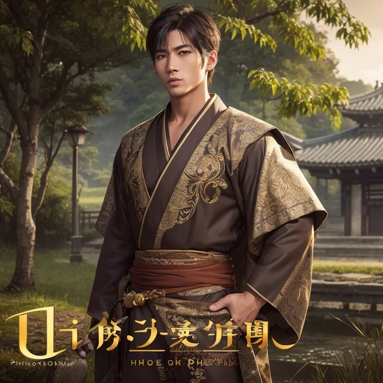 Handsome 、(Photoreal:1.4),ultra high resolution, Super detailed, masterpiece, highest quality,oriental、boy、alone、game poster、kimono、pants、fields、farmer、(Upper body:1.3)
