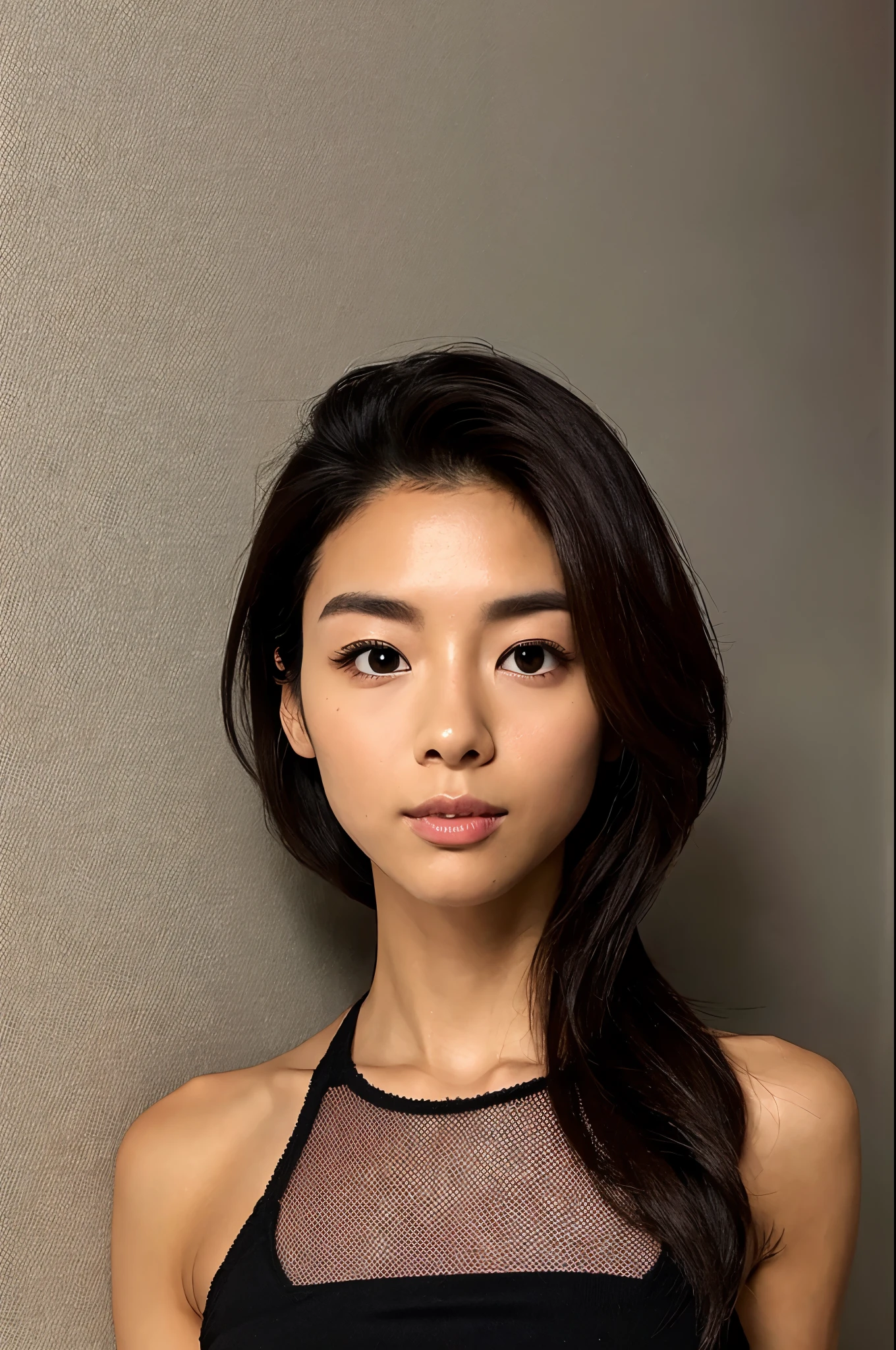 Portrait, A skinny Japanese lady, look at viewer, various hair style, tank top