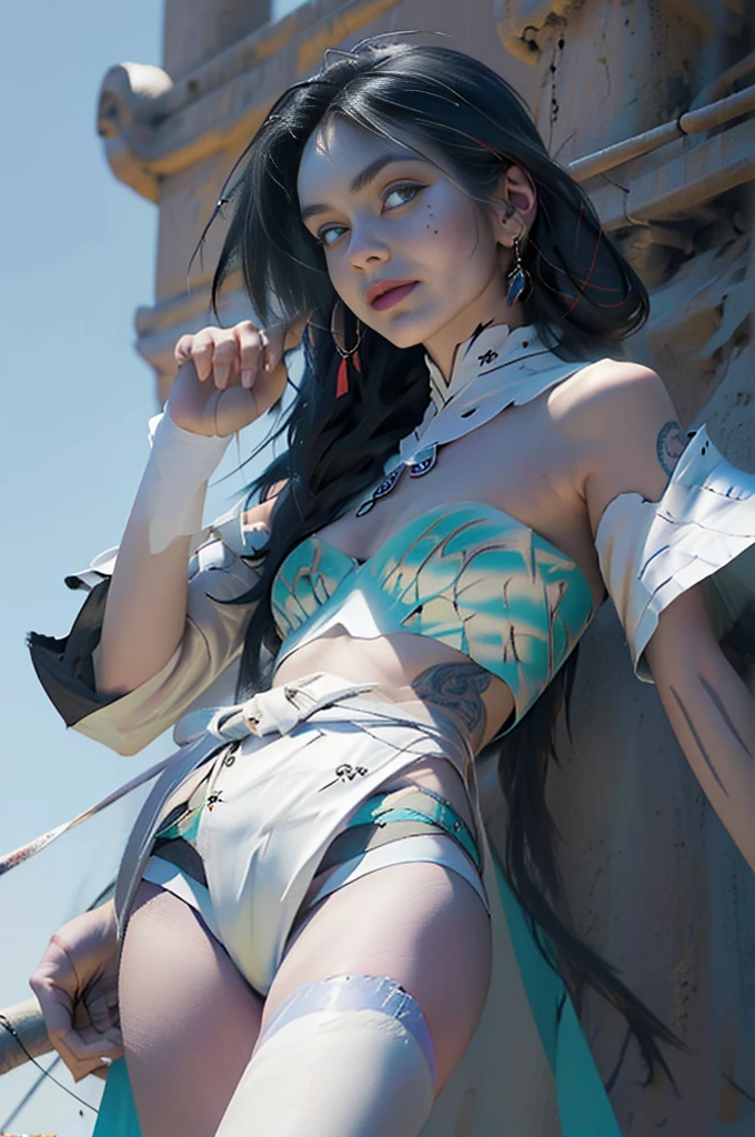 Anime style, a beautifull naked young woman random ethinic, futurist costume, futuristic place
