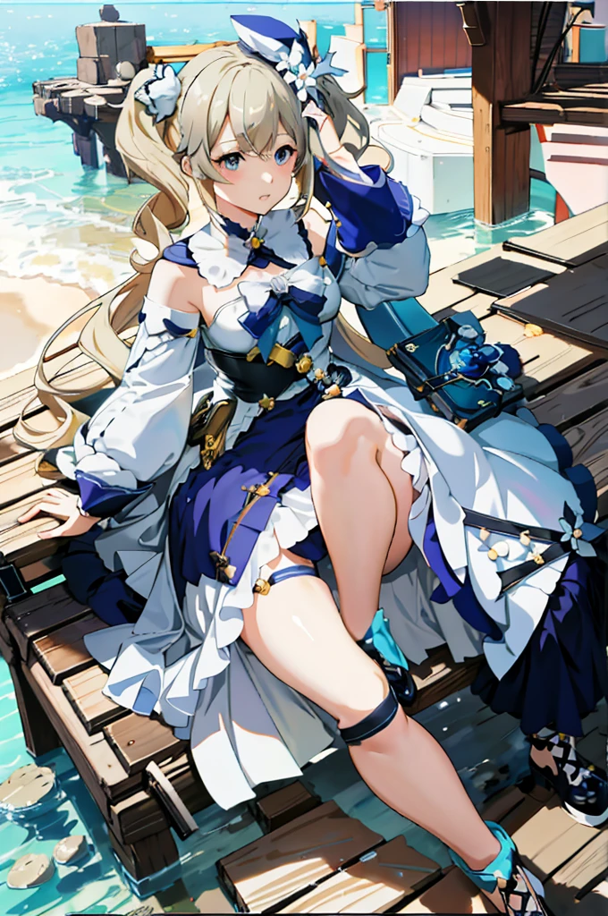 anime girl sitting on a bench with a hat on, splash art anime ,  in dress, cute anime waifu in a nice dress, small curvy , anime visual of a cute girl, epic light novel art cover, marisa kirisame, detailed key anime art, marin kitagawa fanart, guweiz on pixiv artstation, granblue fantasy