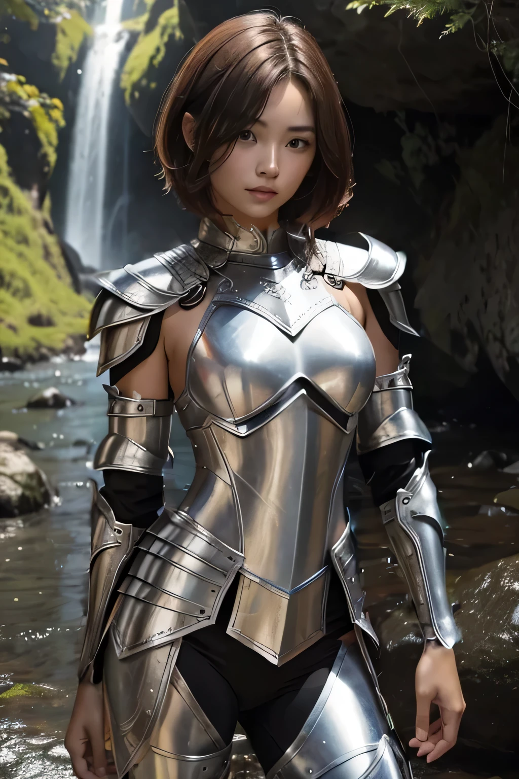 ((Front facing)), Game art,The best picture quality,Highest resolution,32K,(A bust photograph),(Portrait),(Head close-up),(Rule of thirds),Unreal Engine 5 rendering works, (The Girl of the Future),(Female Warrior), 20-year-old girl,sexy, elegant smile, short hair, ((Hunter, Marshal gunslinger)),An eye rich in detail,(Big breasts),Elegant and noble,indifferent,brave, (Medieval-style fur combat clothing, sexy lace top,Glowing magic lines,Animal skin clothing with rich detailedieval Lady Knight,Medieval ranger, photo poses,simple background,Movie lights,Ray tracing,Game CG,((3D Unreal Engine)),OC rendering reflection pattern
