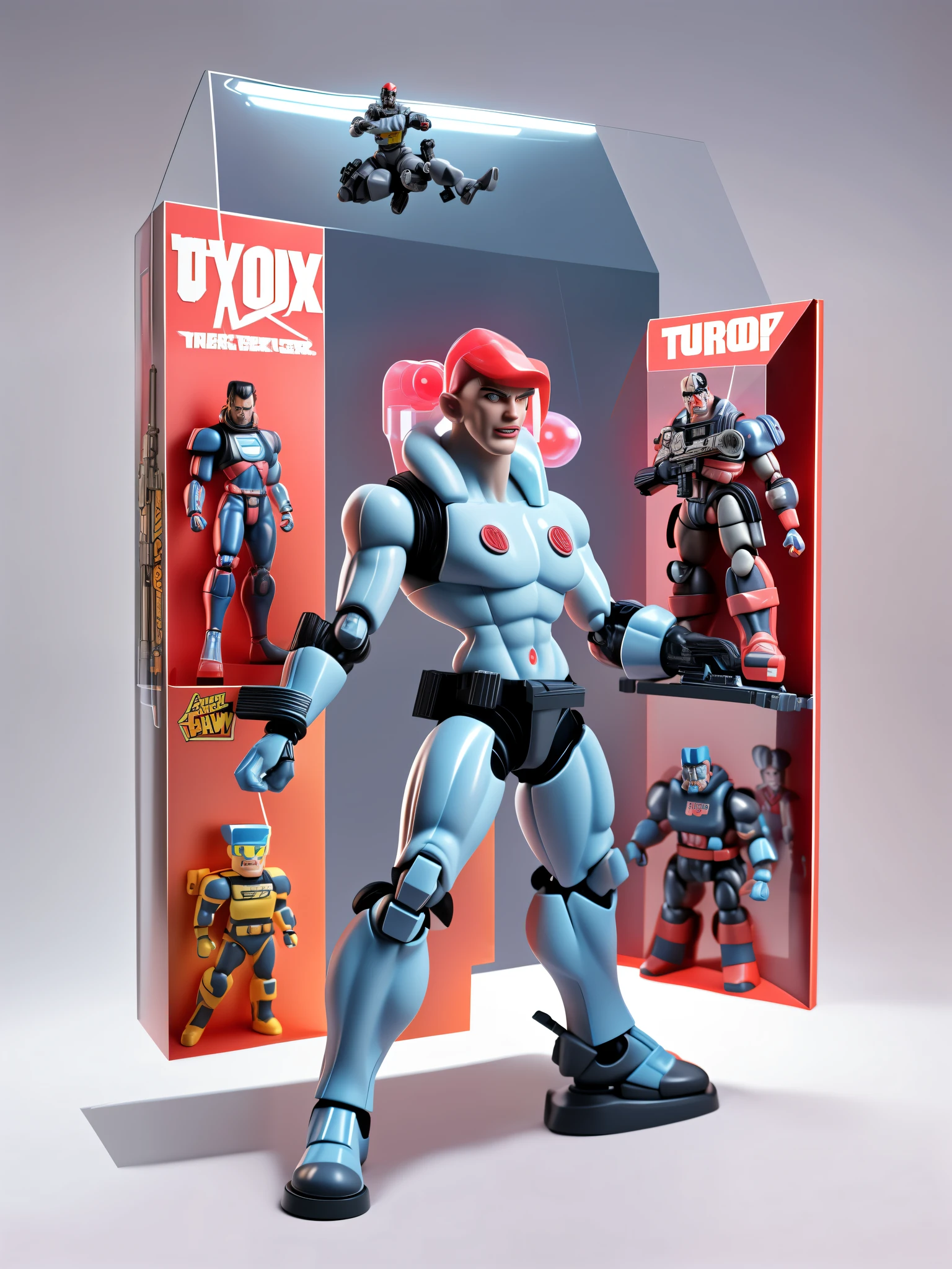 Toy Box, 1989 "thunder governor" エイリアンmovieに基づいたアクションフィギュアラインからハイテクロボットパッケージを備えた1つのアクションフィギュア, Package box made by transparent plastic, name printing package, movie「Reservoir Dogs」action figure line based on, Outlaw space fighter with big machine gun, 1989,