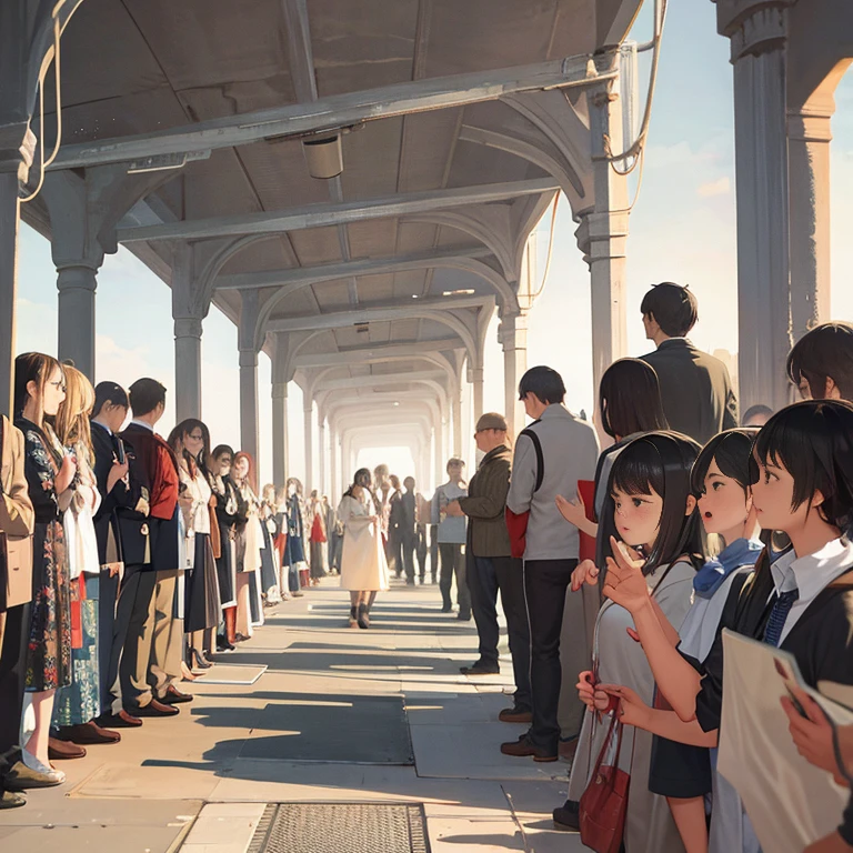 The crowd stretches to the horizon,