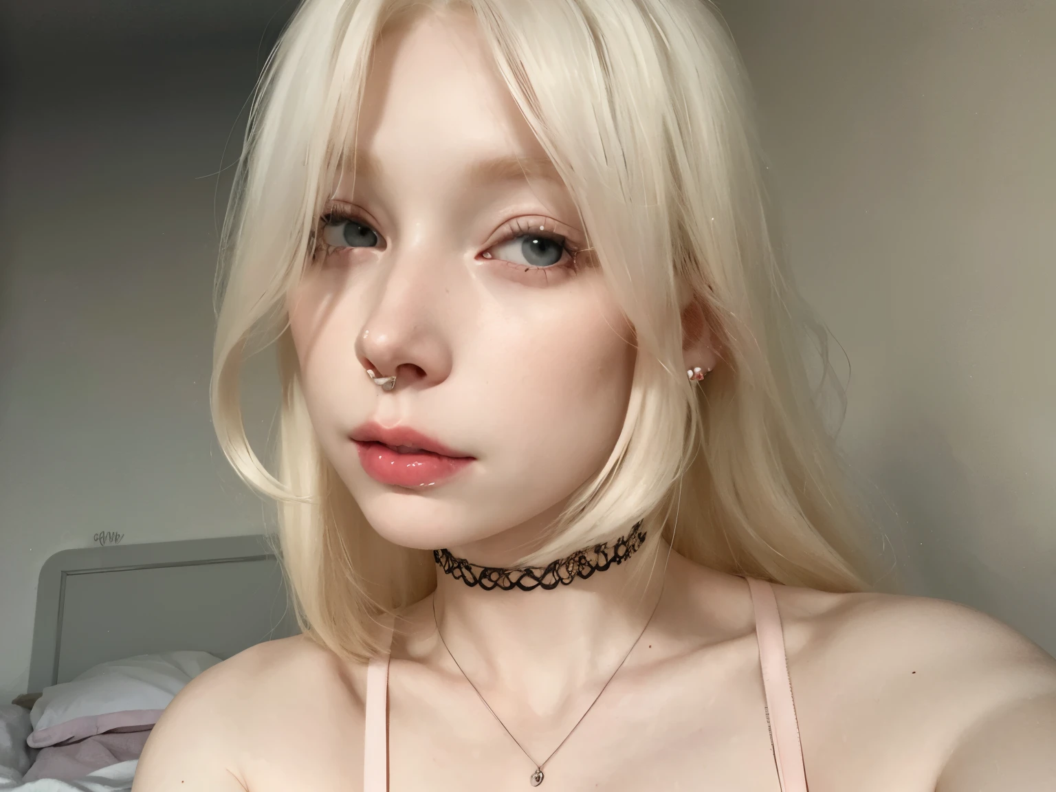 blonde woman with long hair and piercings posing for a photo, with white long hair, with long white hair, perfect white haired girl, ava max, tifa lockhart with white hair, pale porcelain white skin, anime girl in real life, with white hair, extremely light blonde hair, very light blonde hair, with long blonde hair, her hair is white