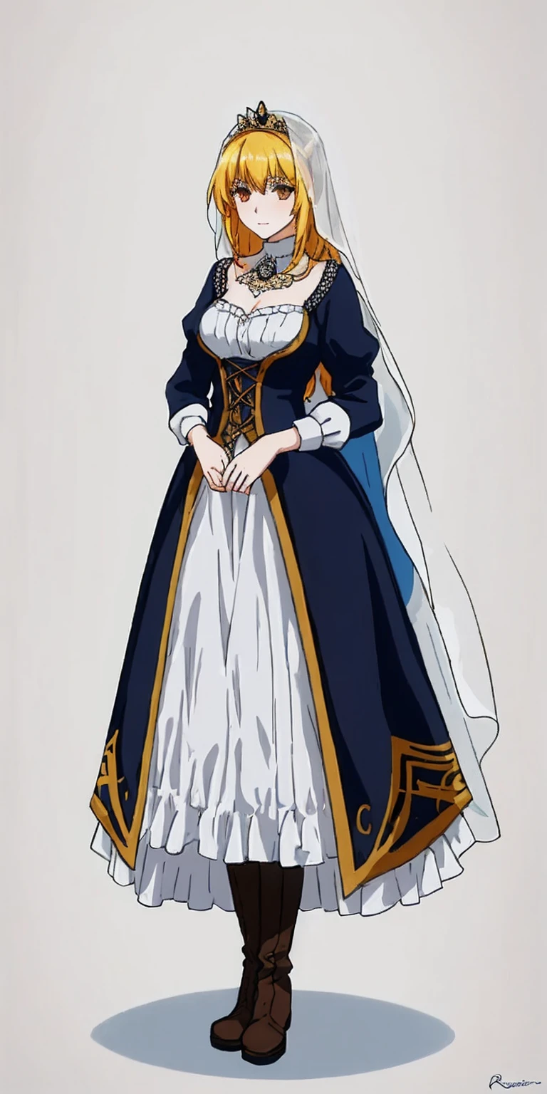 full body of a woman in a dress with a veil, feet together, standing feet together, militar boots, beautiful fantasy maiden slave warrior, beautiful fantasy art portrait, fantasy victorian art, medieval fantasy art, beautiful and elegant queen Roxxane, portrait of queen of light, fantasy portrait art, gothic fantasy art, a beautiful fantasy empress, ((white background))
