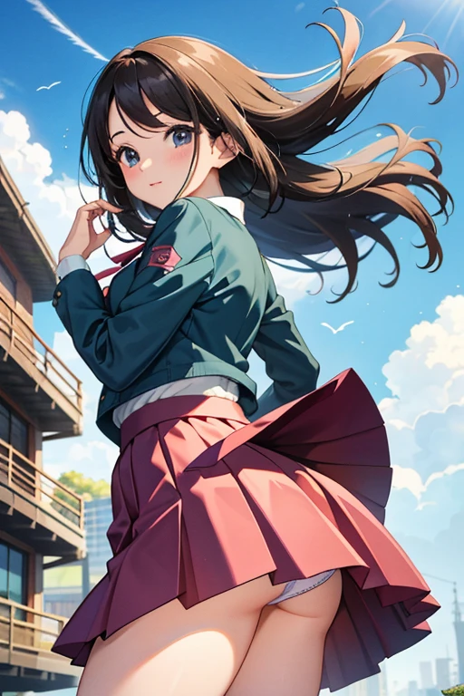 Beauty、30 years old、In town、mini skirt、meaty、The wind blows and flips my skirt、panty visible、