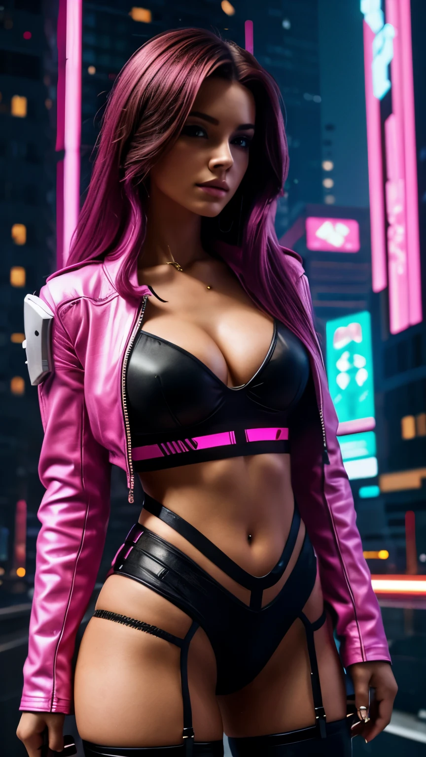 cyberpunk pink brunette 