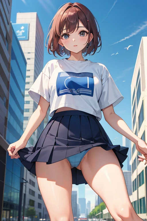 Beauty、company employee、In town、35 years old、T-shirt、mini skirt、meaty、I can see her panties when she falls down、