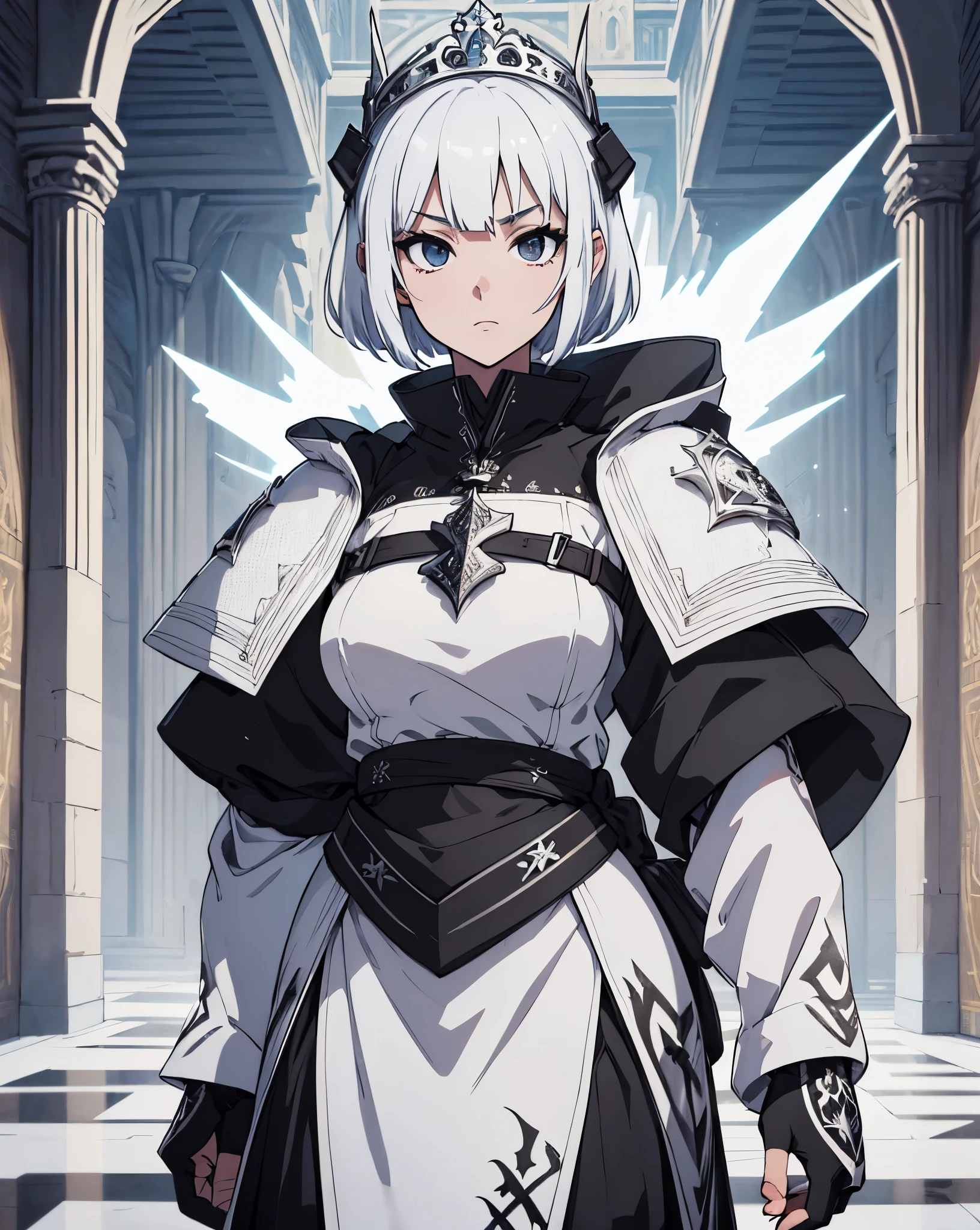 128K Ultra High Definition, 128K Ultra High Quality, 128K Ultra High Resolution, Best Definition, Best Quality, Best Resolution, Perfectly Detailed, Perfectly Designed, Extremely Detailed, Extremely Designed, Hyper Detailed, Hyper Definition, Hyper Quality, Hyper Resolution, Masterpiece, (((Anime))), Body Shot, (((Male))), Handsome, Muscular Body, (White Short Hair))), (((Black Eyes))), (((Hyper Detailed & Perfectly Designed With Ultra High Quality White Tribal Armor))), (((Inside Of Medieval Royal Palace Background Scenery))),
