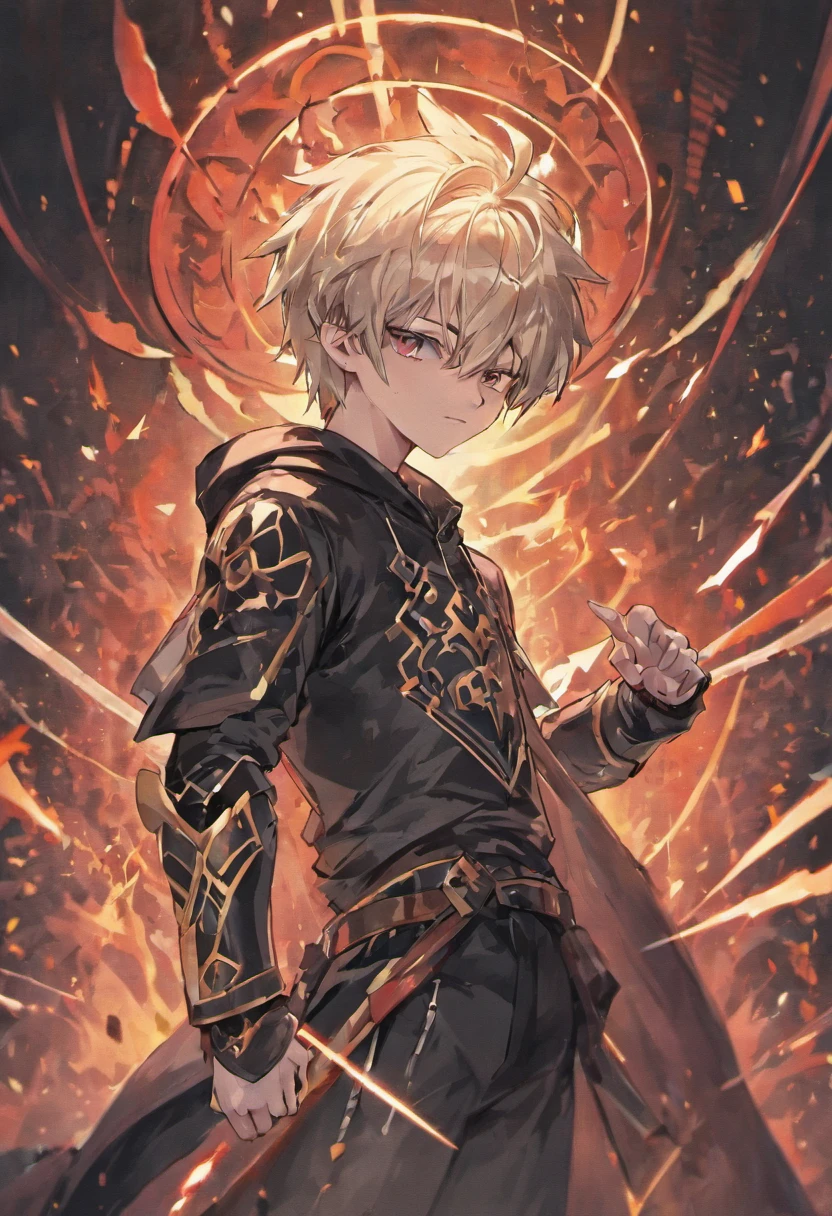 Japanese comic characters,12 year old boy,Two-dimensional images,panoramic,full body portrait,White skin,White skin,battle scene,white hair,black pupils,Pure black eyes,Silver-toned stud earrings,exhibit,,bandage,手上有bandage,Short hair details,Handsome,Exquisite facial features,horny boy,Highest image quality,night,night,male,hooded,One-piece suit,Martin boots,Black highlights,long sword,night view,Band outfit,Holding bow ready to shoot arrows
