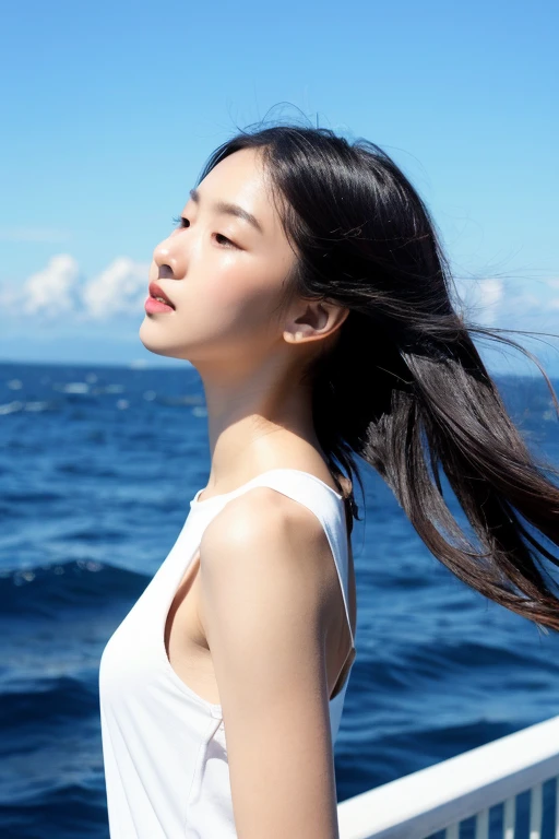 ((highest quality)), ((masterpiece)), (be familiar with), perfect face,Sea background
