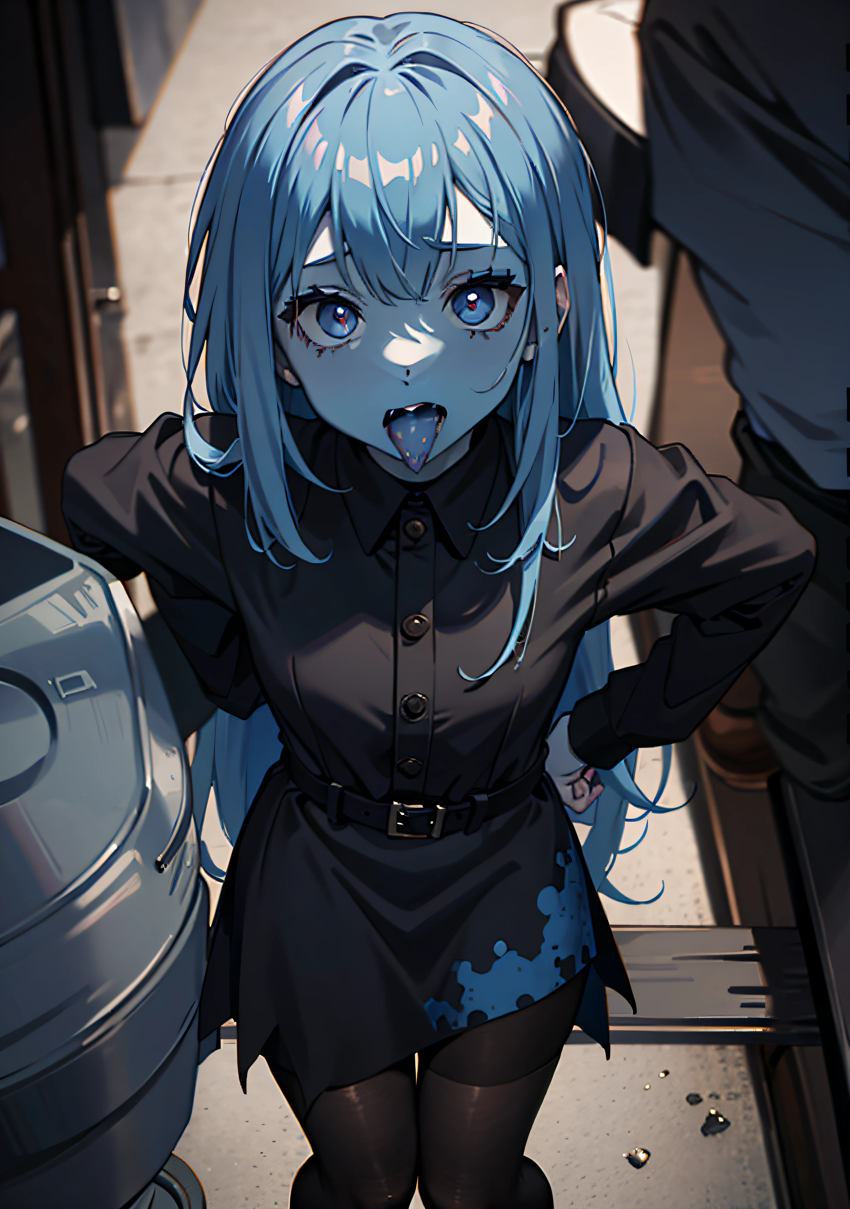 Zombie Girl, (Blue Tongue), Young, Black Tights, Dress