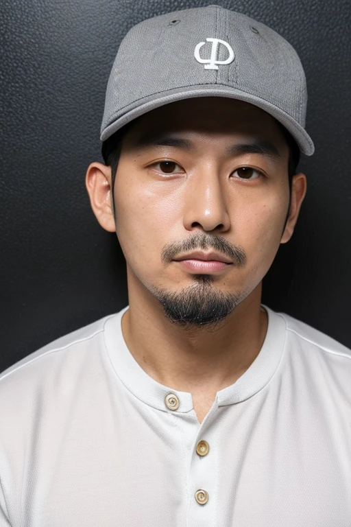 male 33 years old ID photo straight Japanese HIPHOP stubble dodgers hat dark skin I'm embarrassed criminal