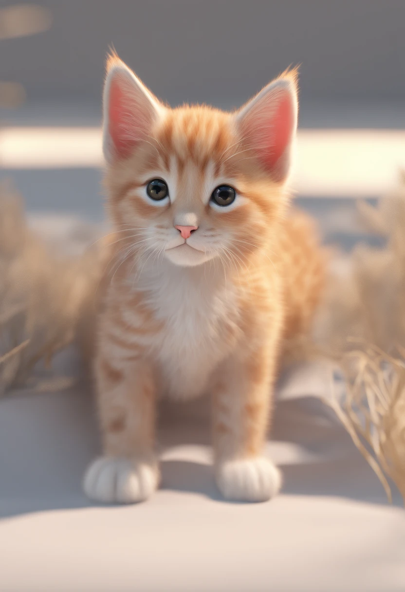 (best quality,4K,8k,high resolution,masterpiece:1.2),Super detailed,(actual,lifelike,photorealistic:1.37),A cute kitten trembles slightly,Soft fur texture,Delicate paw pads,expressive eyes,Cute beard,Vulnerability tips,Wagging its tail gently,playful gesture,Artistic cat illustration,Subtle color palette,natural lighting