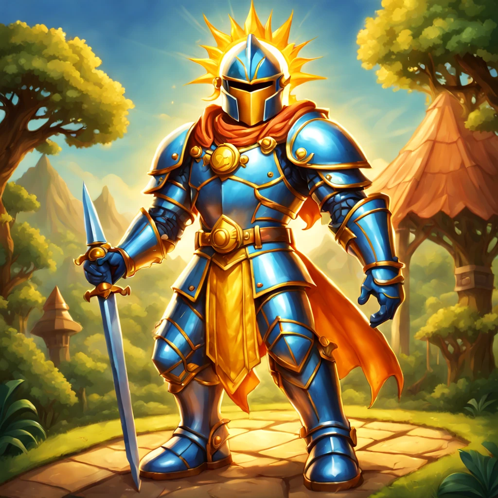 Sunshine Knight Jeffrey in board game art style